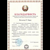 <p>
	Благодарность от ГУ "Городищенский дом-интернат для детей и молодежи с особенностями психофизического развития"</p>

